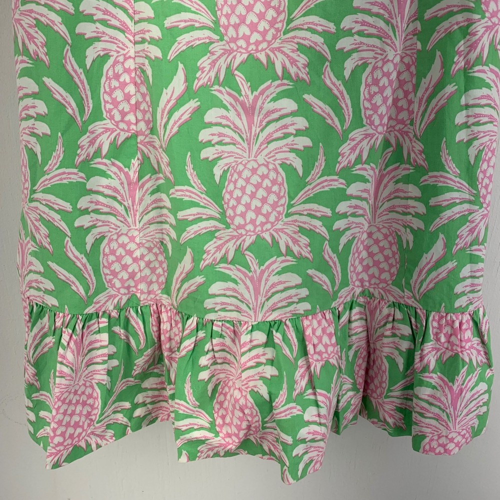 Coastal Resort Womens 14 Summer Vacation Pineapple Fruit Print Puff Sleeve Dress - Picture 2 of 10